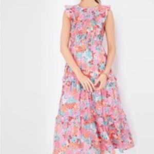 Banjanan smocked floral  Pink Sleeveless Dress